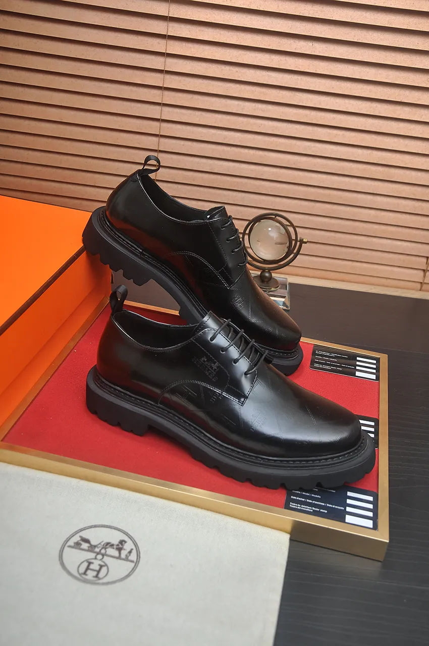 Men's men's shoes 💰720💶【[Hermes HERMES】】(High-end Niuli) New 🍀 HERMES - top version of classic casual leather shoes! Made of imported original cowhide, the inner top layer is comfortable cowhide lining! Original wear-resistant rubber foam outsole! High quality products! Code number 38-45 (45 customized)